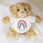 Personalised Name Only Rainbow Design Plush Teddy Bear
