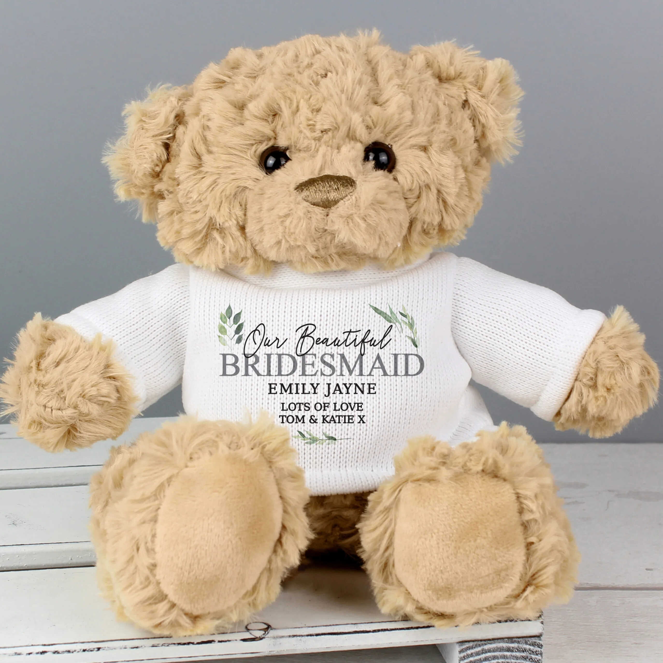 Personalised Any Message Botanical Design Plush Teddy Bear - Image 2