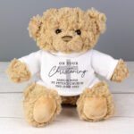 Personalised 'On Your Christening' Cross Motif Plush Teddy Bear