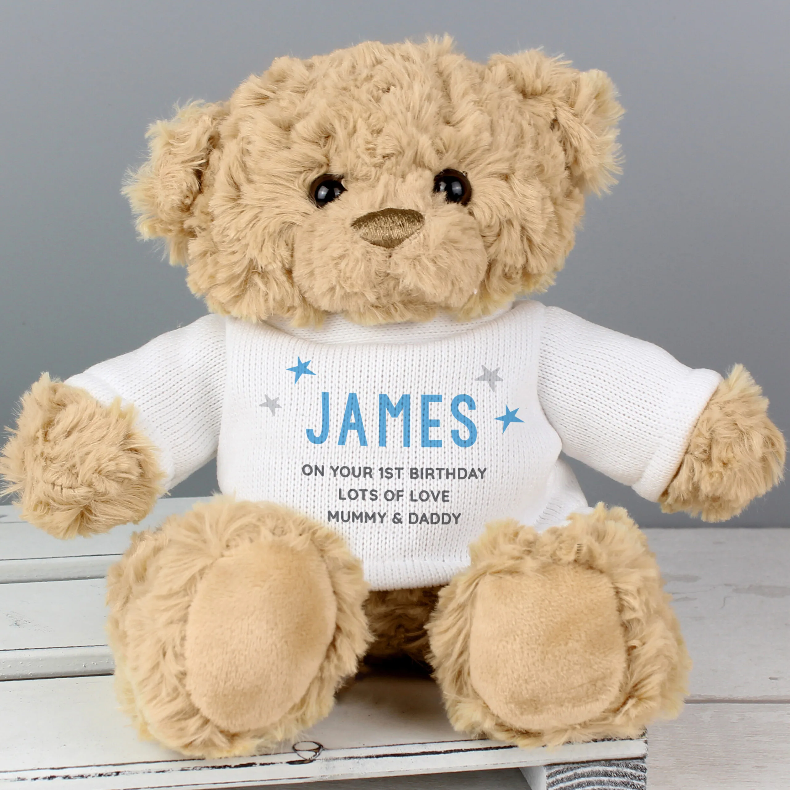 Personalised Blue Name & Message Plush Teddy Bear - Image 3
