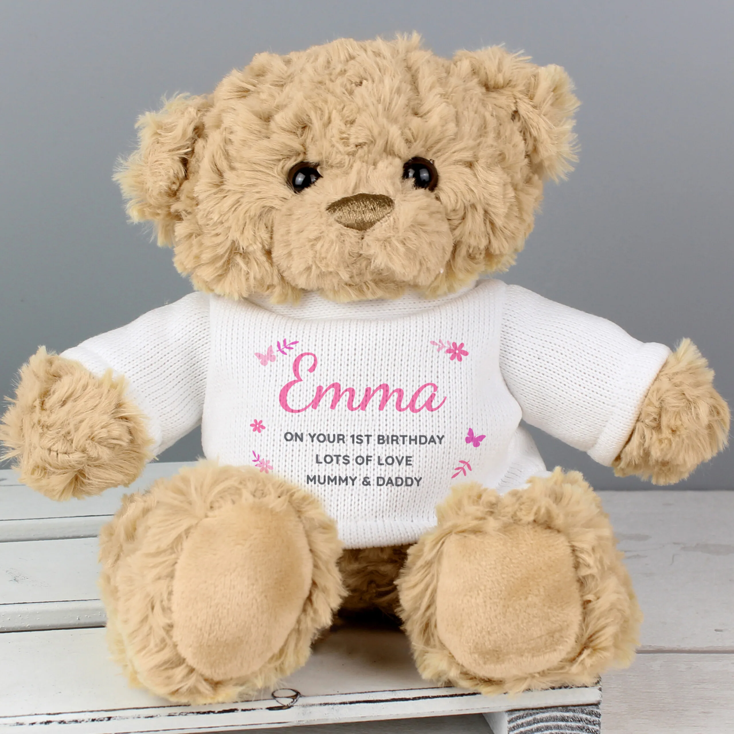 P0210D22 Personalised Pink Name & Message Plush Teddy Bear Personalised Pink Name & Message Plush Teddy Bear - Image 1