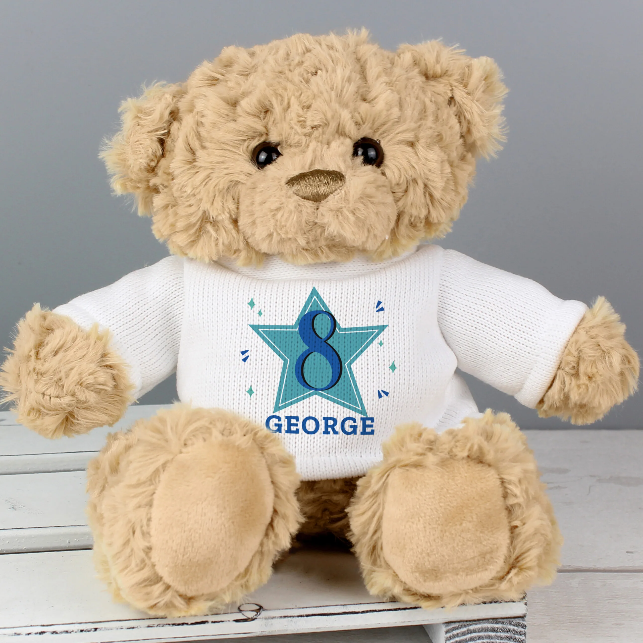 Personalised Blue Star Big Age Birthday Plush Teddy Bear - Image 3
