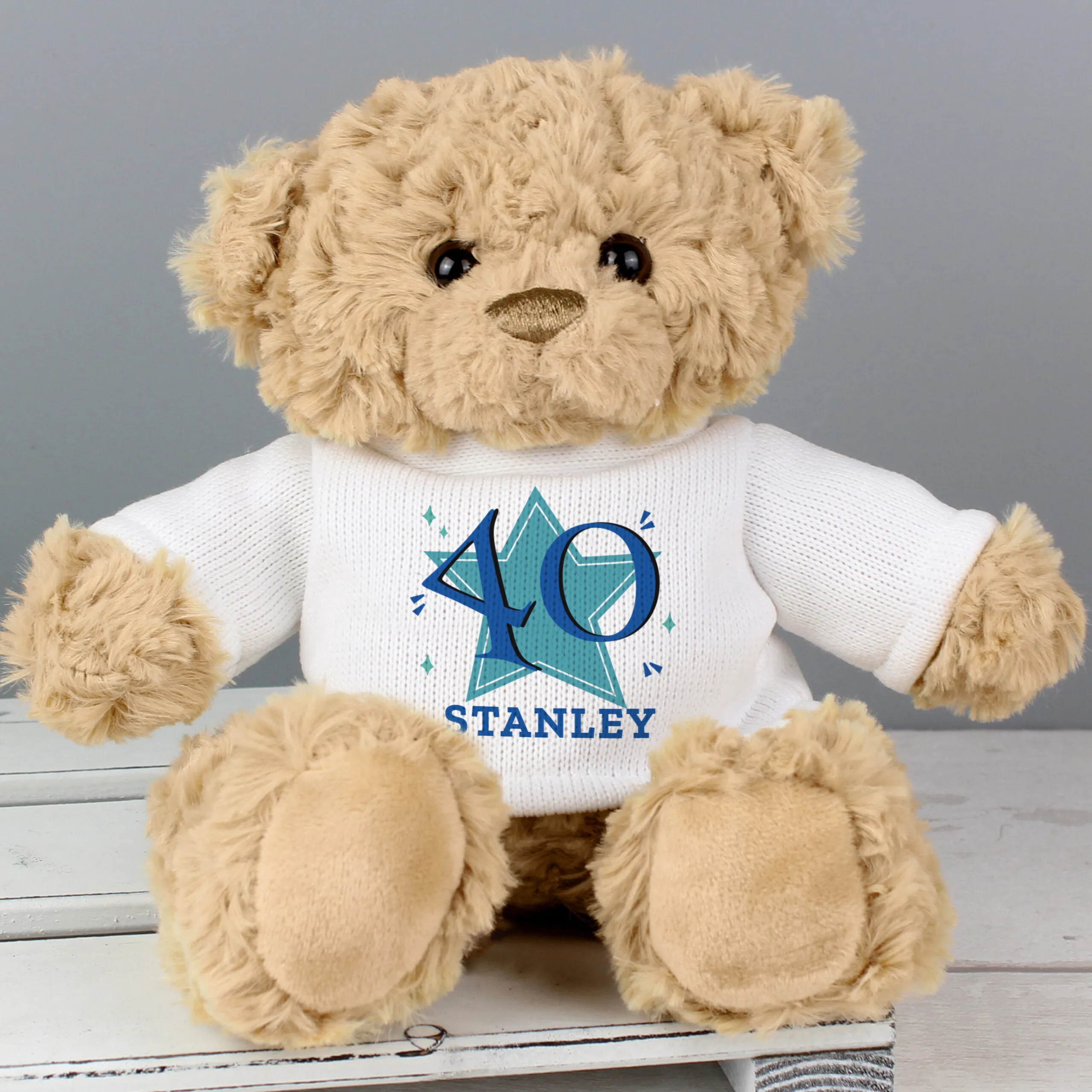 Personalised Blue Star Big Age Birthday Plush Teddy Bear - Image 4