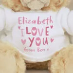 Personalised 'I Love You' Hearts Design Plush Teddy Bear - Image 2