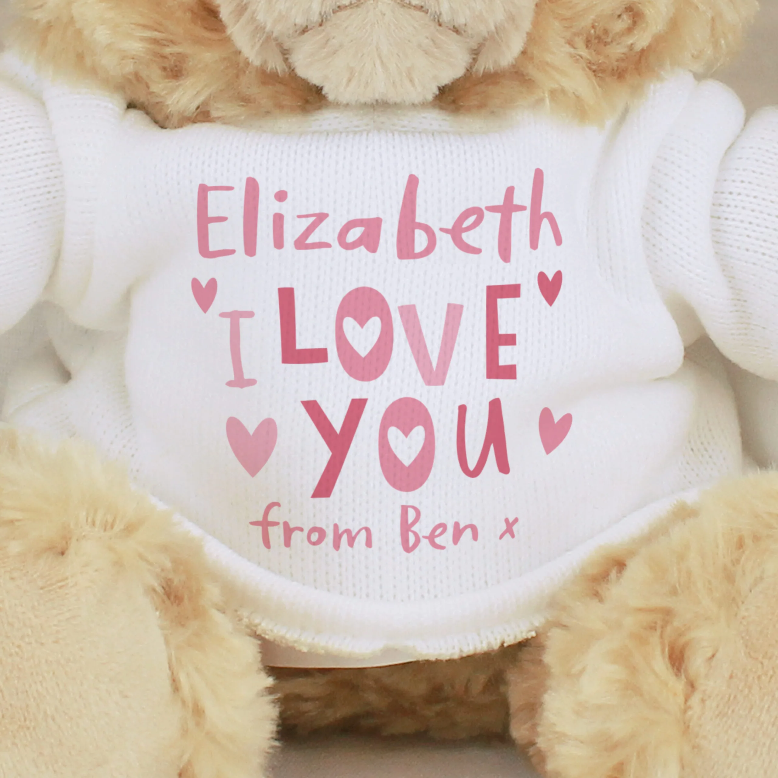 Personalised 'I Love You' Hearts Design Plush Teddy Bear - Image 2