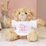 Personalised 'I Love You' Hearts Design Plush Teddy Bear - Image 3