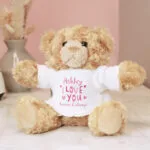 Personalised 'I Love You' Hearts Design Plush Teddy Bear - Image 3