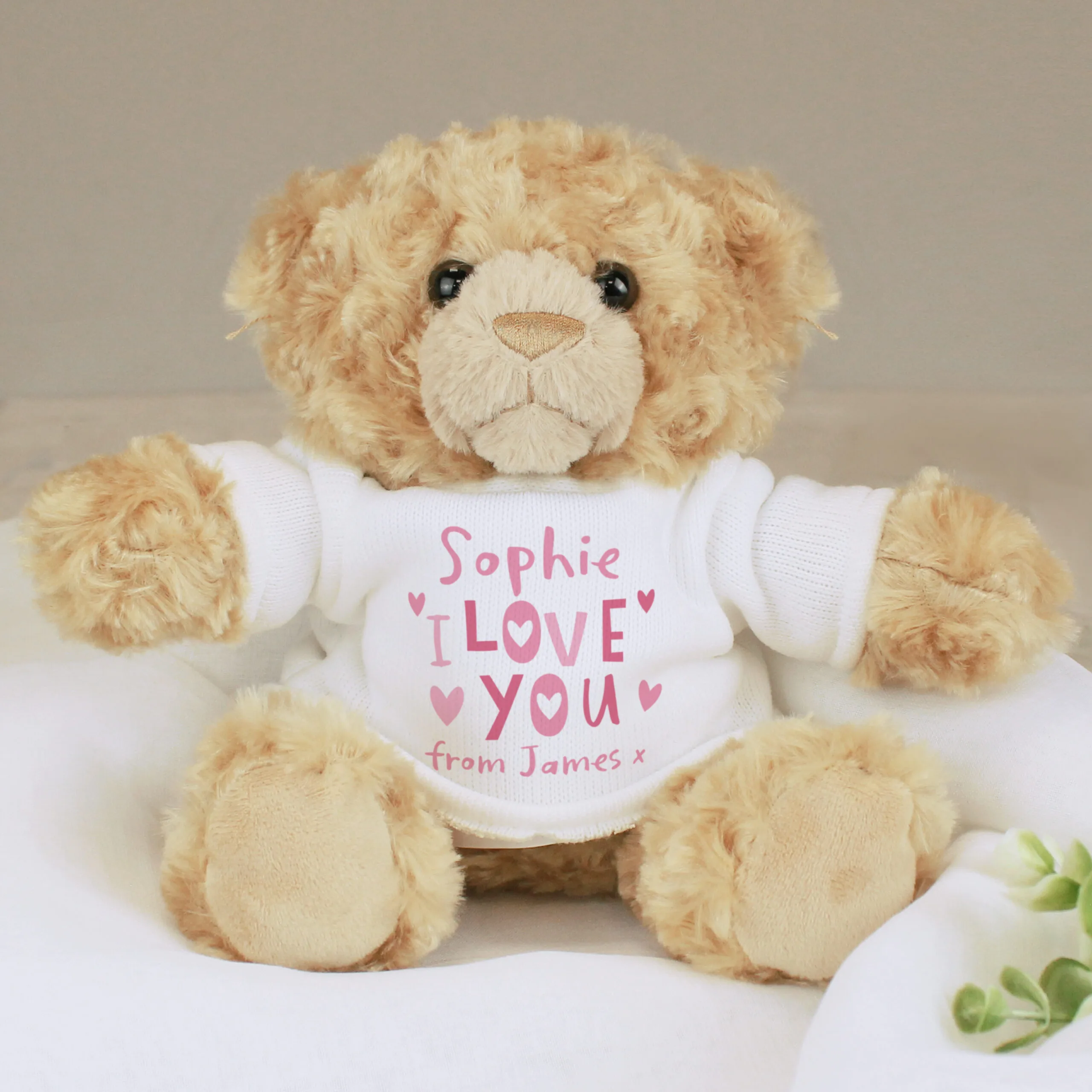 Personalised 'I Love You' Hearts Design Plush Teddy Bear - Image 4