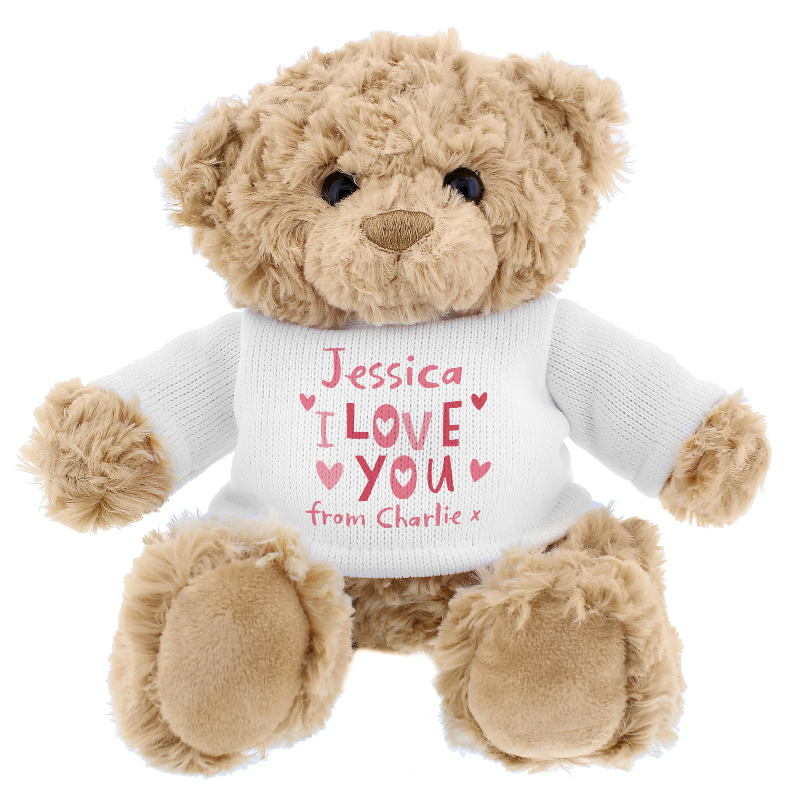 Personalised 'I Love You' Hearts Design Plush Teddy Bear - Image 7
