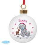 Personalised Me to You Reindeer Design Ceramic Christmas Bauble - Image 3
