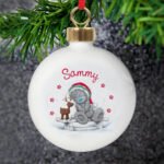 Personalised Me to You Reindeer Design Ceramic Christmas Bauble