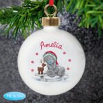 Personalised Me to You Reindeer Design Ceramic Christmas Bauble - Image 3