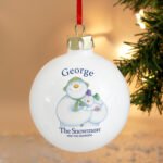 Personalised The Snowman and the Snowdog Christmas Ceramic Bauble