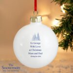 Personalised The Snowman and the Snowdog Christmas Ceramic Bauble - Image 2