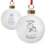Personalised The Snowman and the Snowdog Christmas Ceramic Bauble - Image 3