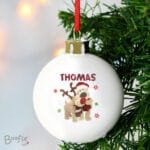 Personalised Boofle Christmas Reindeer Design Ceramic Bauble - Image 3