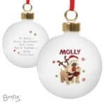 Personalised Boofle Christmas Reindeer Design Ceramic Bauble - Image 4