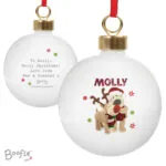 Personalised Boofle Christmas Reindeer Design Ceramic Bauble - Image 4