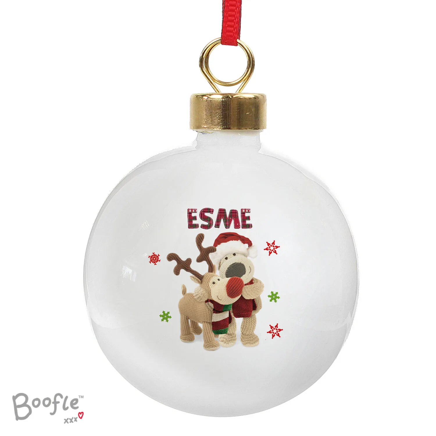 Personalised Boofle Christmas Reindeer Design Ceramic Bauble - Image 5