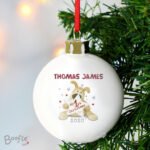 Personalised Boofle 'My 1st Christmas' Ceramic Bauble - Image 2