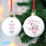 Personalised Tiny Tatty Teddy Sleigh 'My 1st Christmas' Ceramic Bauble - Image 2