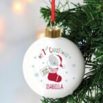 Personalised Tiny Tatty Teddy Stocking 'My 1st Christmas' Ceramic Bauble