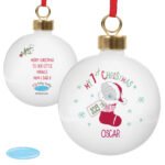 Personalised Tiny Tatty Teddy Stocking 'My 1st Christmas' Ceramic Bauble - Image 4