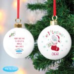 Personalised Tiny Tatty Teddy Stocking 'My 1st Christmas' Ceramic Bauble - Image 4