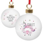 Personalised Unicorn Sparkle Design Ceramic Christmas Bauble - Image 6