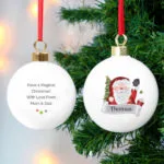 Personalised Santa Claus Waving Ceramic Christmas Bauble
