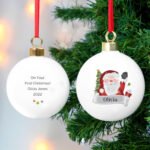 Personalised Santa Claus Waving Ceramic Christmas Bauble - Image 3