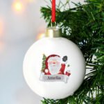 Personalised Santa Claus Waving Ceramic Christmas Bauble - Image 4