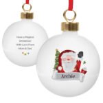 Personalised Santa Claus Waving Ceramic Christmas Bauble - Image 5