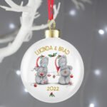 Personalised Me to You Couple's Ceramic Christmas Bauble - Image 4