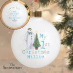 Personalised The Snowman 'My 1st Christmas' Ceramic Bauble - Image 3