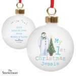 Personalised The Snowman 'My 1st Christmas' Ceramic Bauble - Image 5