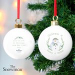Personalised The Snowman Winter Garden Design Ceramic Christmas Bauble - Image 2