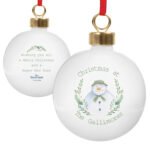 Personalised The Snowman Winter Garden Design Ceramic Christmas Bauble - Image 5