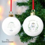Personalised The Snowman Winter Garden Design Ceramic Christmas Bauble