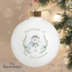 Personalised The Snowman Winter Garden Design Ceramic Christmas Bauble - Image 2