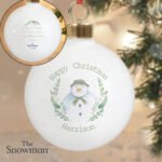 Personalised The Snowman Winter Garden Design Ceramic Christmas Bauble - Image 4