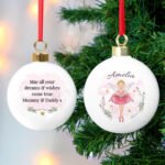 Personalised Sugar Plum Fairy Design Ceramic Christmas Bauble