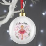 Personalised Sugar Plum Fairy Design Ceramic Christmas Bauble - Image 2