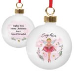 Personalised Sugar Plum Fairy Design Ceramic Christmas Bauble - Image 4