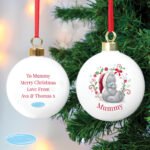 Personalised Me to You Red Text Wreath Design Ceramic Christmas Bauble
