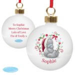 Personalised Me to You Red Text Wreath Design Ceramic Christmas Bauble - Image 4