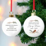 Personalised 'Robins Appear...' Memorial Ceramic Christmas Bauble - Image 2