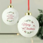 Personalised 'Merry Christmas' Holy Design Ceramic Bauble - Image 5