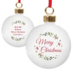 Personalised 'Merry Christmas' Holy Design Ceramic Bauble - Image 6