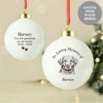 Personalised 'In Loving Memory' Dog Breed Design Memorial Ceramic Christmas Bauble